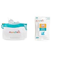 Munchkin® Sterilize™ Microwave Bottle Steam Sterilizer Bags, 30 Uses per Bag, 6 Pack & Arm & Hammer Pacifier Wipes - Safely Cleans Baby and Toddler Essentials, 1 Pack, 36 Wipes