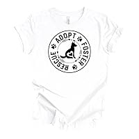 Womens Adopt Foster Rescue Paw Print Circle Unisex Short Sleeve T-Shirt