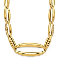 1.20 Ct Diamonds 18k Yellow Gold High Polish Mixed Elongated Links Chain Necklace - 18.50