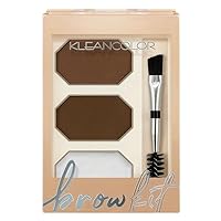 KLEANCOLOR Brow Kit w/Powder, Wax, & Applicator (Medium-Deep Brown)