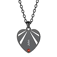 FindChic Stainless Steel Heart Necklace Custom 2/3/4/5 Names for Family Best Friends with Customized Birthstones Fan Pendant Jewelry, with Gift Box