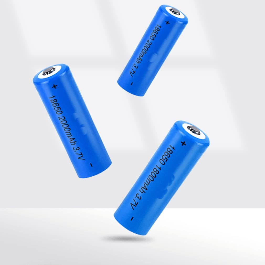 3.7V 2000mAh Rechargeable Batteries for Flashlights, and Solar Light (2 Pack, Button Top)