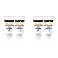 Clear Face Liquid Lotion Sunscreen for Acne-Prone Skin, Broad Spectrum SPF 50 Protection, Oil-, Fragrance- & Oxybenzone-Free Sunscreen, Non-Comedogenic, Twin Pack, 2 x 3 fl. oz (Pack of 2)