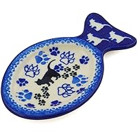 Authentic Polish Pottery Tea Bag or Lemon Plate in Boo Boo Kitty Paws Design Handmade in Bolesławiec Poland by Ceramika Artystyczna + Certificate of Authenticity