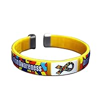 Fundraising For A Cause | Colorful Autism Awareness Puzzle Ribbon Bangle Bracelets – Inexpensive Autism Ribbon Wristbands for Fundraising & Awareness