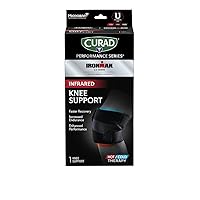 Performance Series IRONMAN Infrared Knee Support with Hot/Cold Therapy, Elastic, Adjustable Knee Brace with Removable Reusable Gel Compress for Knee Pain Management, Powered by CELLIANT Technology