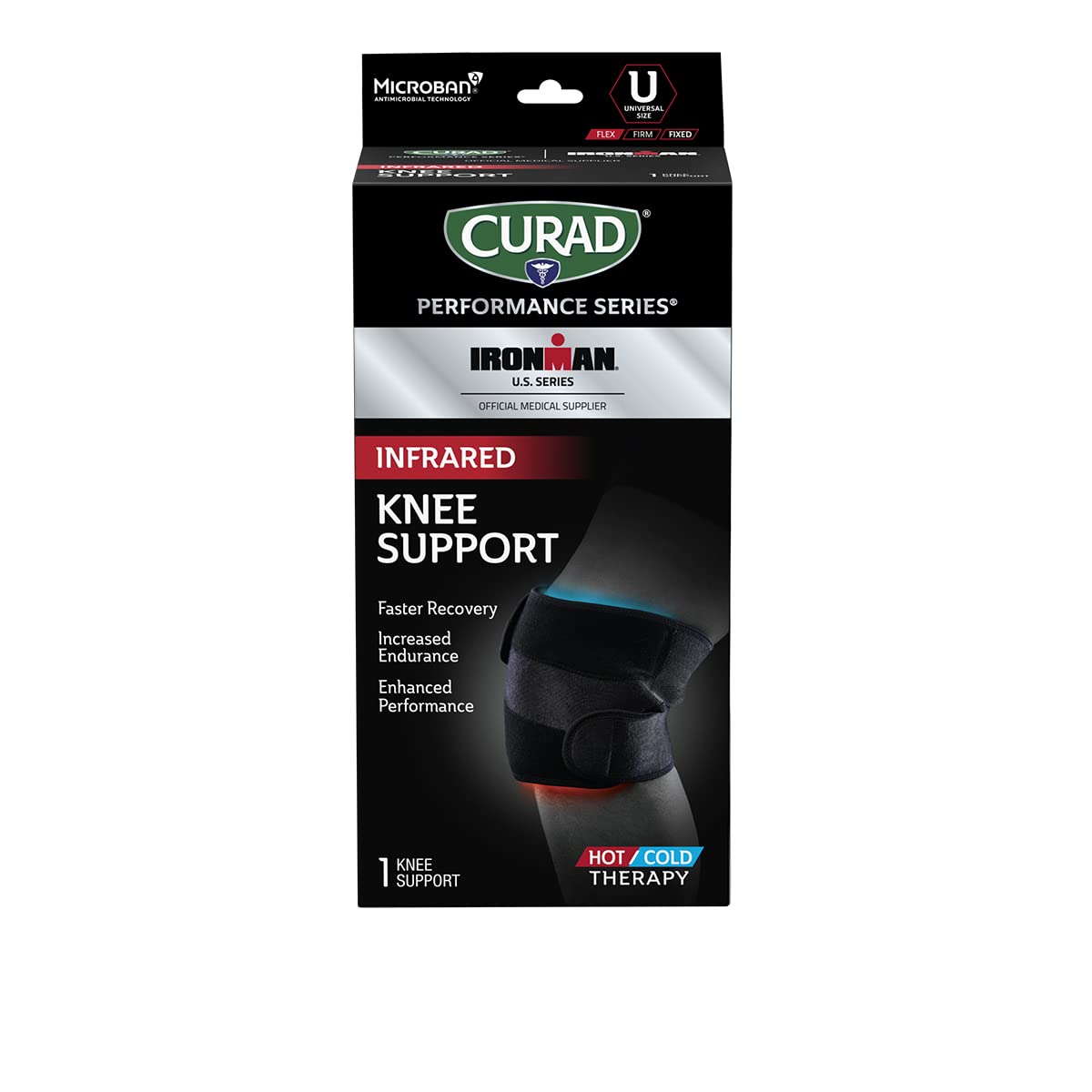 CURAD Performance Series IRONMAN Infrared Knee Support, 1 Each, Powered by CELLIANT®