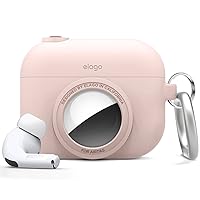 elago Snapshot Cover Compatible with Apple AirPods Pro, Compatible with AirTags[Sand Pink] - Cute Classic Camera Design, Locator Case, Drop Protection, Key Ring Included, Tracking Device Not Included