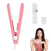 MagiSel Hair Straighteners, 2 in 1 Mini Hair Straightener, Professional Hair Straightener, Straightener, Mini Travel Hair Straightener with Protective Box, for Home or Salon, Pink