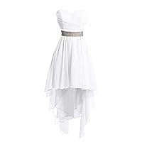 Short Sweetheart Ruched Chiffon Prom Homecoming Dress High Low Formal Party Ball Gown White 20W