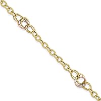 Leslies 10k Tri-color Gold Polished and Textured Fancy Link Bracelet 10LF503-7.25