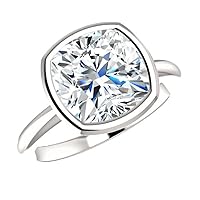 Generic Moissanite Cushion Cut Engagement Ring, 3-5 Carats, 925 Sterling Silver or 10K/14K/18K Solid Gold