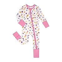 Teach Leanbh Unisex Baby Bamboo Viscose Pajamas with Mittens and Feet Cuffs 2 Way Zipper Long Sleeve Romper Sleep and Play