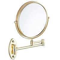 Brushed Gold Wall Mounted Magnifying Mirror with 10x Magnification, 8 Inch Double-Sided Swivel Makeup Mirror Wall, 12 Inch Extension
