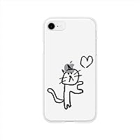 Eikan AK22721iSE3 iPhone SE 3/ SE 2/8 / 7 Case, Soft, Clear [Eikan Character Cute, Drawing, Cats, Transparent, TPU, Adhesion Marking, Dustproof, Wireless Charging]