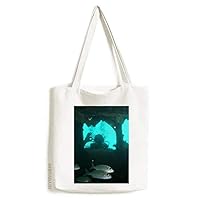 Ocean Fish Diving People Nature Picture Tote Canvas Bag Shopping Satchel Casual Handbag