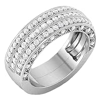 Eternity Ring 0.5Ct VVS Clarity Brilliant Cut White Round Shape Moissanite Band In 925 Sterling Silver or 10K 14K White Gold For Mens Engagement Wedding Anniversary