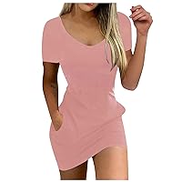 Women's Classy Outfits Casual Loose Fashion Printed Round Neck Pocket Camisole Dress Formal Dresses