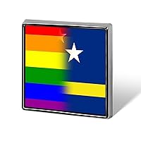 LGBT Pride Curacao Flag Lapel Pin Square Metal Brooch Badge Jewelry Pins Decoration Gift