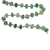 Chrysoprase 2MM Faceted Rondelle Gemstone Beaded Rosary Chain by Foot For Jewelry Making - 24K Gold Plated Over Silver Handmade Beaded Chain Connectors - Wire Wrapped Bead Chain Necklaces