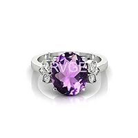 amethyst ring 3.50 Carat Handcrafted Finger Ring With Beautifull Stone katela/jamuniya ring Silver Plated for Men and Women With Lab-Certified, Silver plated, Amethyst
