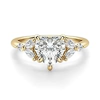 10K Solid Yellow Gold Handmade Engagement Ring 3 CT Heart Cut Moissanite Diamond Solitaire Wedding/Bridal Ring for Women/Her, Wedding Gifts for Wife