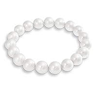 Bling Jewelry Classic Fashion Ball Bead Stackable Multi Strand Simulated White Pink Pearl Stretch Bracelet For Women Teen 8, 10, 12MM