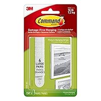 Command Large Picture Hanging Strips, Damage Free Hanging Picture Hangers, No Tools Wall Hanging Strips for Living Spaces, 24 Adhesive Strip Pairs (48 Strips)
