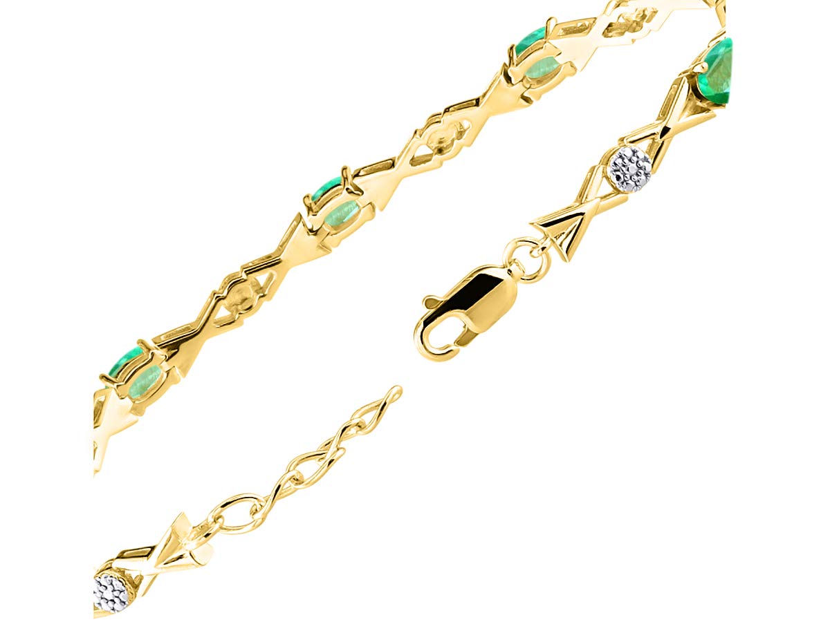 RYLOS Bracelets for Women Yellow Gold Plated Silver XOXO Hugs & Kisses Tennis Bracelet Gemstone & Genuine Diamonds Adjustable to Fit 7
