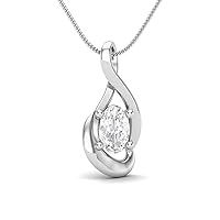 Dainty Oval Cut Minimalist Solitaire Moissanite Diamond Pendant Necklace 925 Sterling Silver Oval Shape 5x3mm
