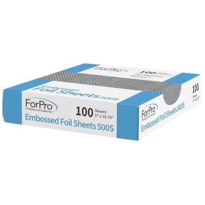 ForPro Professional Collection Embossed Foil Sheets 500S, Aluminum Foil, Pop-Up Dispenser, for Hair Color Application and Highlighting Services, Food Safe, 5