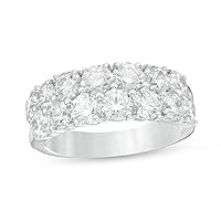 4 Cttw Diamond Double Row Anniversary Ring in 10K Rose Gold (4 Cttw, J-I2) Diamond Wedding Engagement Ring