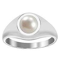 Meditation Ring 925 Sterling Silver 6 MM Round Pearl Stacking Ring