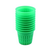 Orchid Pot,10 Pack 3 Inch Net Cup Pots with Holes and Saucers,Net Pot, Plastic Orchid Pots, Mesh Pot Net Cup Basket Hydroponic for Repotting (Green)