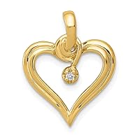 Solid 14k Yellow Gold Diamond heart Pendant Charm (.012 cttw.)