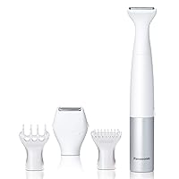 Panasonic Bikini Trimmer and Shaver for Women with 4 Attachments for Gentle Grooming in Sensitive Areas, Wet/Dry, Battery-Operated – ES-WV60-S (White/Silver) (Pack of 10)