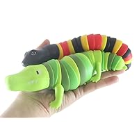 Snake and Alligator Fidgets - Set of 2 - Large Wiggle Crocodile Articulated Jointed Moving Creature Toy - Unique (Random Colors)