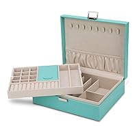 Jewelry Box, Jewelry Organizer Double Layer Jewelry Case Travel Jewelry Storage Organizer for Women Girls Gift/Green