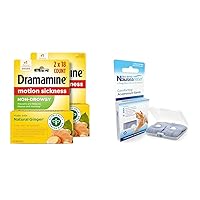 Dramamine Motion Sickness Relief Ginger Capsules, 18 Count, 2 Pack & Sea-Band Anti-Nausea Acupressure Wristband for Motion Sickness, 1 Pair