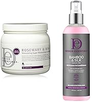 Design Essentials Rosemary & Mint Stimulating Super Moisturizing Conditioner, 32 Ounce Container,900 ml & Bamboo & Silk HCO Leave-In Conditioner for Thermal Protection and Strength, 8 Fl Oz.