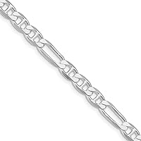 925 Sterling Silver Rhodium Plated 5.5mm Figaro Nautical Ship Mariner Anchor Chain Necklace Jewelry for Women - Length Options: 18 20 22 24