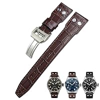 22mm Rivets Genuine Leather Watchband Fit For IWC Big Pilot TOP GUN Watch IW3777 Calfskin Leather Strap