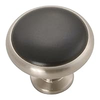 Hickory Hardware P427-SNB 1-3/8-Inch Tranquility Knob, Satin Nickel with Black