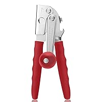 Commercial Can Opener, UHIYEE Hand Crank Can Opener Manual Heavy Duty with Comfortable Extra-long Handles, Oversized Knob, Large Handheld Can Opener Easy for Big Cans, Red