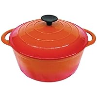 Round Dutch Oven Casserole Dish - Orange 26cm | A round cast iron casserole dish with tight-fitting lid and wide, ergonomic handles. Suitable for use with any hob or oven From Jean-Patrique