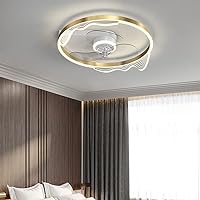 Chandelieres Nordic Fashion Invisible Smart Ceiling Fan Light Modern Bedroom Loft Bar Decoration Indoor Ceiling Lights with Dimmable Quiet Fan Chandelier Interesting Life/Gold