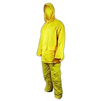 MAGID RainMaster 4521L Rain Suit | 3-Piece Disposable PVC Rain Suit with Zipper Jacket & Elastic Waist - Water Resistant, Large, Yellow (6 Suit)