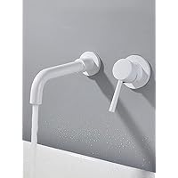 Contemporary Widespread On Wall 1 Handle 2 Holes 360° Rotation Spout Lavatory Vanity Artistical White Bathroom Sink Faucet Hot and Cold Mixer Tap Plumbing Fixtures