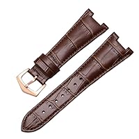 Genuine Leather Watch Strap For Patek Philippe 5711 5712G Waterproof Sweat-Proof Concave Folding Buckle Watchband 25mm Wristband (Color : 25-12mm, Size : 25-13mm)