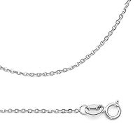 Solid 14k White Gold Rolo Chain Cable Necklace Diamond Cut Bevelled Link Thin Style 1.2 mm 22 inch